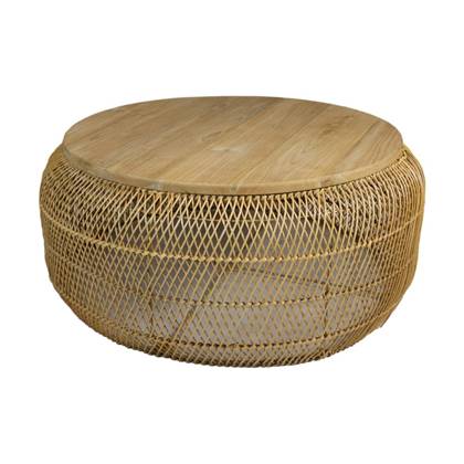 HSM - HSM Collection-Ronde Salontafel -80x80x36-Naturel-Rotan|Teak