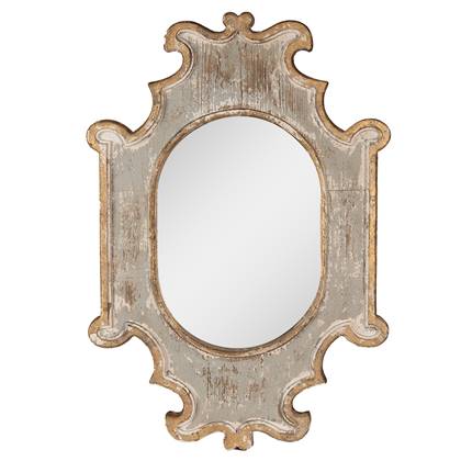 Clayre & Eef Spiegel 51x75 cm Beige Grijs Hout