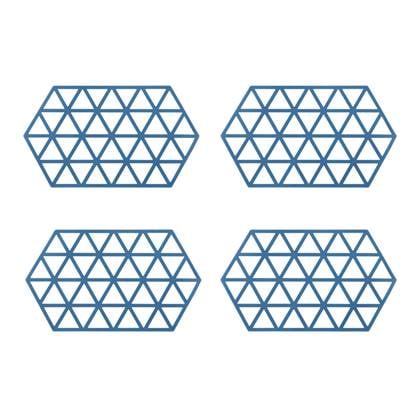 Krumble Siliconen pannenonderzetter Hexagon lang - Blauw - Set van 4