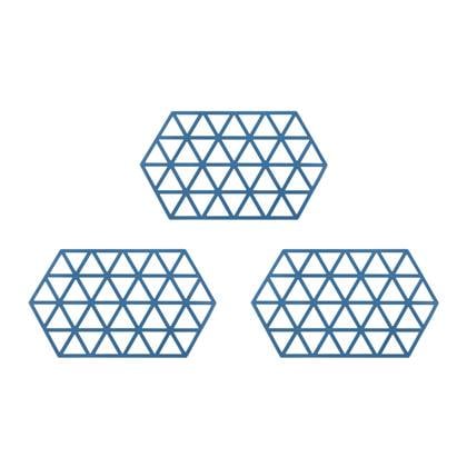 Krumble Siliconen pannenonderzetter Hexagon lang - Blauw - Set van 3