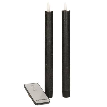 Anna's Collection LED dinerkaarsen - 2x - - 23 cm Zwart