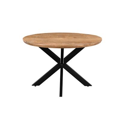 Livingfurn - Eetkamertafel Jesper Round 120cm - Mangohout Bruin, Zwart
