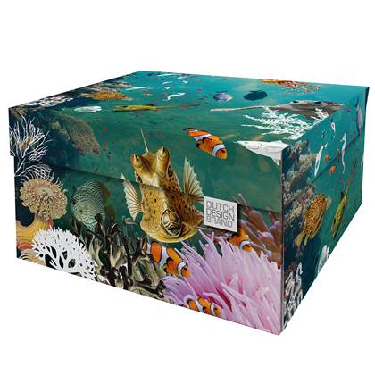 Dutch Design Brand - Dutch Design Storage Box - Opbergdoos - Oceaan - Vissen - Schildpad - Zeeleven - Coral Reef
