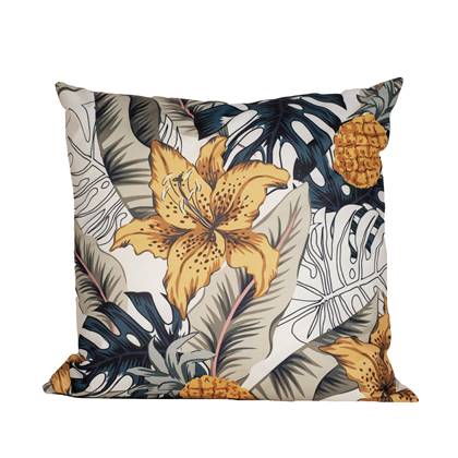 Anna's collection buitenkussen bloem - |geel - 45 x 45 cm Blauw