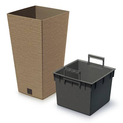 Prosperplast Plantenpot Eco Wood - kunststof - licht - 34 x 66 cm Bruin