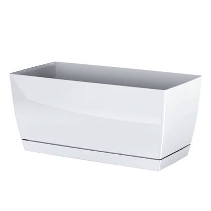 Prosperplast plantenpot - kunststof - parel - 29 x 14 x 14 cm Wit