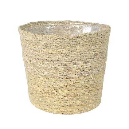 Steege Plantenpot - - gevlochten zeegras - 26 x 23 cm Beige