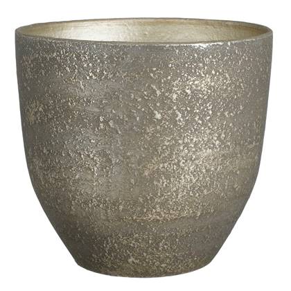 Mica Decorations Plantenpot - zwart en goud - terracotta -29x26cm Grijs