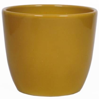 Bloempot - glanzend - oker - keramiek - H22.5 x D25 cm Geel