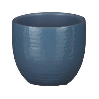 Mica Decorations Plantenpot - terracotta - glans - 14x12 cm Blauw