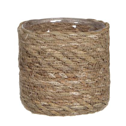 Mica Decorations Plantenpot - rotan - mand - 12 x 12cm Bruin