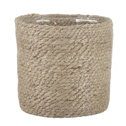 Mica Decorations Plantenpot - rotan - bruin - plantenmand - 16 x 16 cm Crème