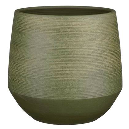 Mica Decorations Plantenpot - relief - terracotta - 30x28cm Groen