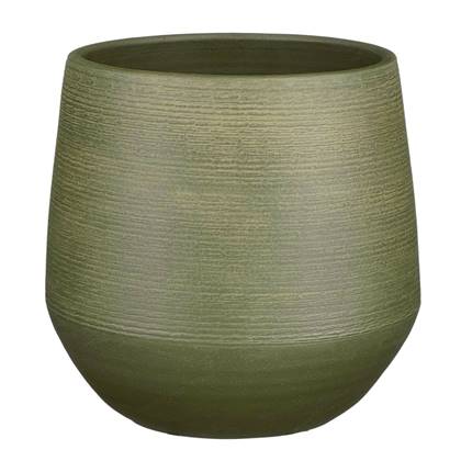 Mica Decorations Plantenpot - relief - terracotta - 24x23cm Groen