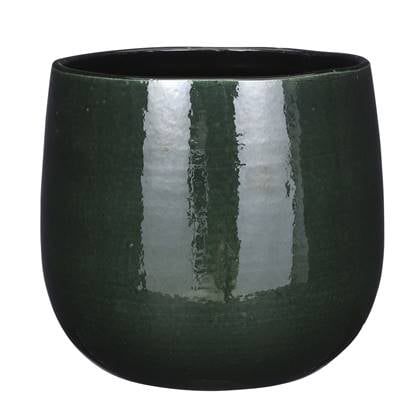 Mica Decorations Plantenpot - keramiek - glans - D24|H22 cm Groen