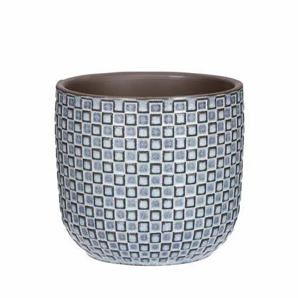 Mica Decorations - Plantenpot - Keramiek - 12 x11 cm Blauw