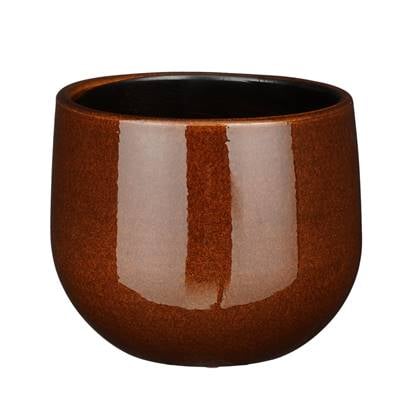 Mica Decorations Plantenpot - keramiek - glans - D16-H14 cm Bruin