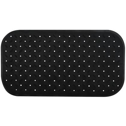 MSV Douche|bad anti-slip mat badkamer - rubber - - 36 x 65 cm Zwart