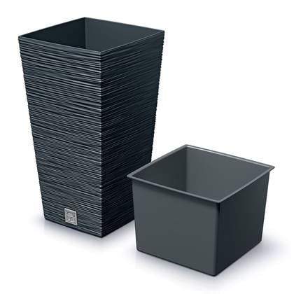 Prosperplast Plantenpot Furu - kunststof - antraciet - 24 x 45 cm Grijs