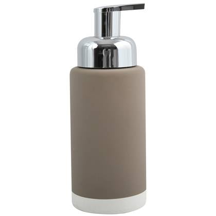 MSV Zeeppompje|dispenser Enzo - keramiek - |zilver - 18 cm Taupe