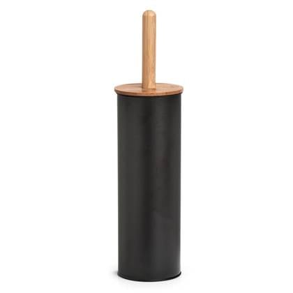 Zeller WC|Toiletborstel in houder - bamboe hout - - H38 cm Zwart