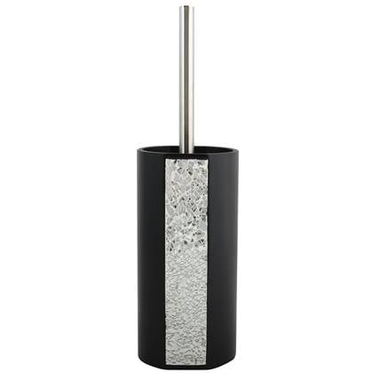 MSV Toiletborstel houder Luanda - kunststeen - |zilver - 36 cm Zwart