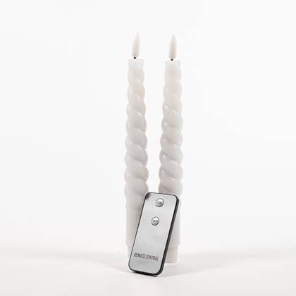 Anna Collection LED swirl dinerkaarsen - 2x st - - 23 cm Wit