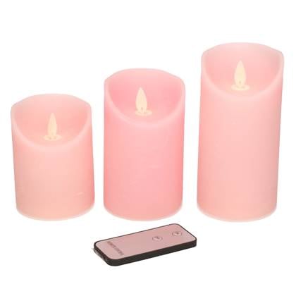 Anna's Collection Stompkaarsen - 3x - - LED kaarsen Roze
