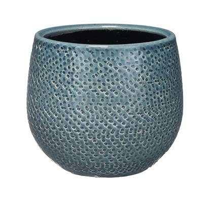Mica Decorations Bloempot - midnight - keramiek - 14x12cm Blauw