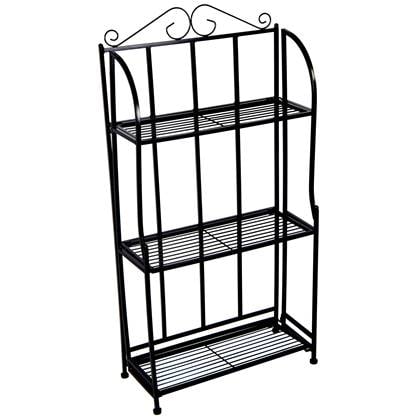 Mega Collection Plantenrek - zwart - metaal - 50x21x98 cm