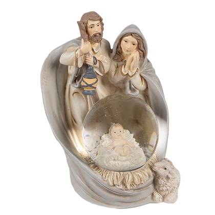 Clayre & Eef Sneeuwbol 11 cm Grijs Polyresin