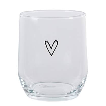 Clayre & Eef Waterglas Hart 300 ml Transparant Glas Drinkbeker
