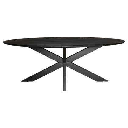 Eetkamertafel ovaal Miami - Eettafel zwart - Mangohout 240 cm