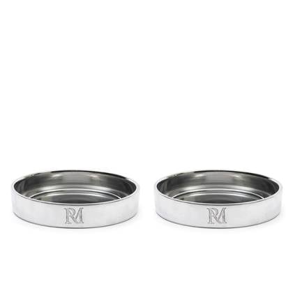 Riviera Maison Kaarsenhouder, Stompkaars, mini dienblad - RM Maxime Candle Platter - zilver - set van 2 stuks
