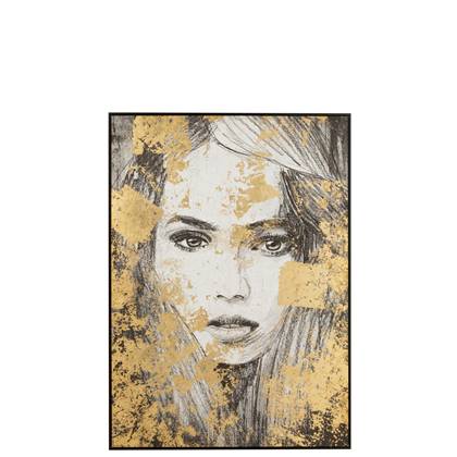 J-Line wanddecoratie vrouw - canvas|polyresin zwart|goud