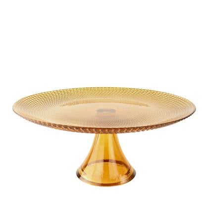 OTIX Taartplateau met Voet Serveerplateau  28cm Amber Kleur Glas