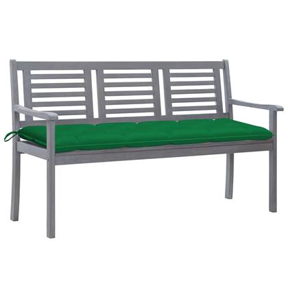 vidaXL Tuinbank 3-zits met kussen 150 cm eucalyptushout grijs