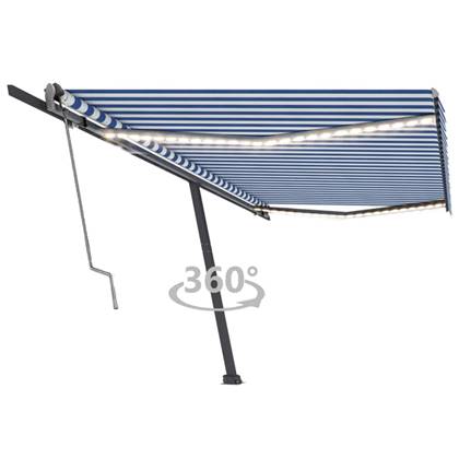 vidaXL Luifel automatisch met LED en windsensor 500x300 cm blauw wit