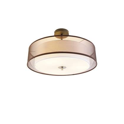 QAZQA Moderne plafondlamp bruin met wit 50 cm 3-lichts - Drum Duo
