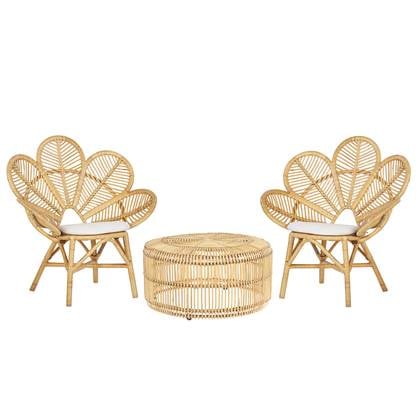 Beliani - FLORENTINE | LIMNI - Bistroset voor 2 - Natuurlijk - Rotan Beige