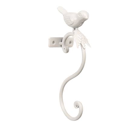 Clayre & Eef Wandhaak Vogel 4x7x19 cm Wit IJzer