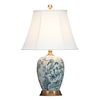 Fine Asianliving Chinese Tafellamp met Kap Keramiek Porselein