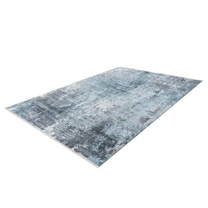Lalee Medellin Vloerkleed 80 x 150 cm Zilver | Blauw