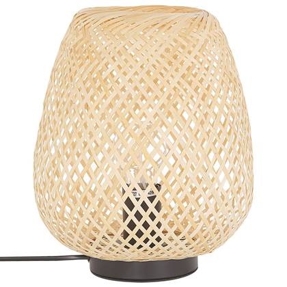 Beliani Bomu Tafellamp Bamboohout 23 X 23 Cm