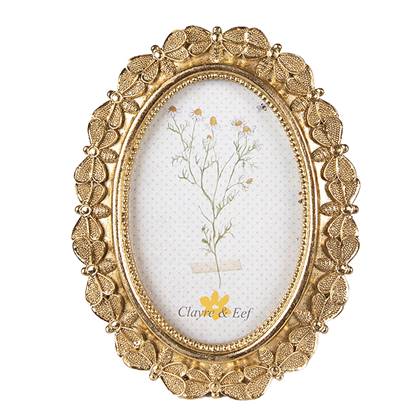 Clayre & Eef Fotolijst 10x15 cm Goudkleurig Polyresin Vlinders