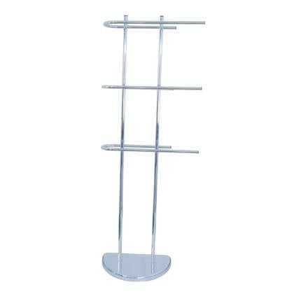 MSV Handdoeken rek badkamer - chroom metaal - 30 x 104 cm Zilver