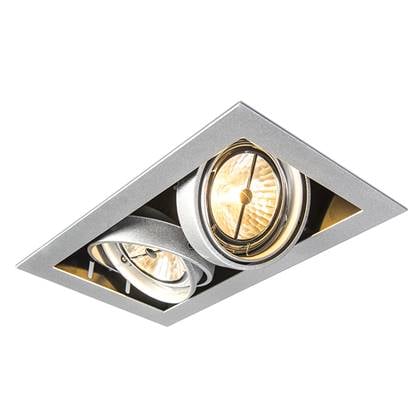 QAZQA Inbouwspot staal AR111 verstelbaar 2-lichts - Oneon Zilver