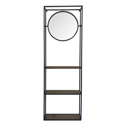 Spiegel met schap 53*15*165 cm Zwart Hout-glas Rond Clayre