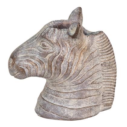 Clayre & Eef Bloempot Zebra 16x10x15 cm Grijs Steen