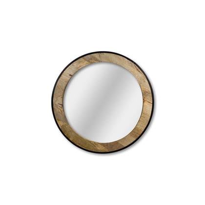 HSM Collection Wangspiegel rond - ø90x5 - Naturel|zwart - Teakhout